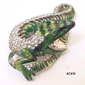 1942 CoroCraft Sterling and Enamel Lizard Pin