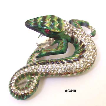 1942 CoroCraft Sterling and Enamel Lizard Pin