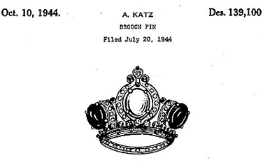 1944 CoroCraft Vermeil Crown Brooch