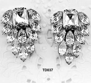 Thelma Deutsch Clear Rhinestone Clipback Earrings