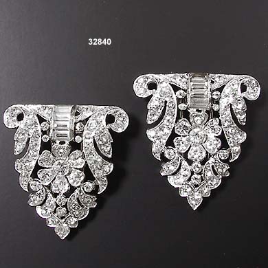 Vintage Crown TRIFARI Rhodium Plated Pin Clips