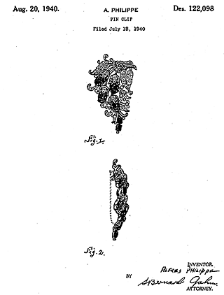 1940 Alfred Philippe for Trifari Enamel and Rhinestone Fur Clip Patent