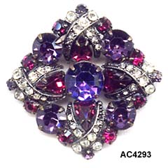 c. 1950's WEISS Purple and Rose Diamond-Shaped Brooch