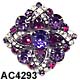 WEISS Purple and Rose Diamond-Shaped Brooch