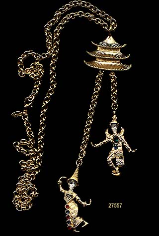  KJL Balinese Dancers Pin/Pendant Necklace