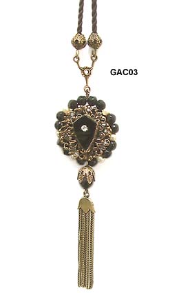1920 Victorian Revival Brass Cord Necklace