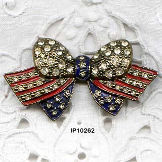 c. 1940's Stars and Stripes Bow Pin