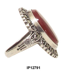 Art Deco Uncas Sterling Marcasite Carnelian Ring