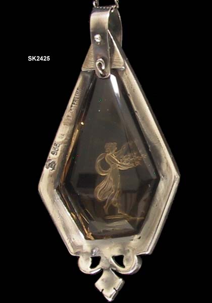 1910 to 1919 A. Schollkopf of Pforzheim, Germany Reverse Carved Pendant Necklace