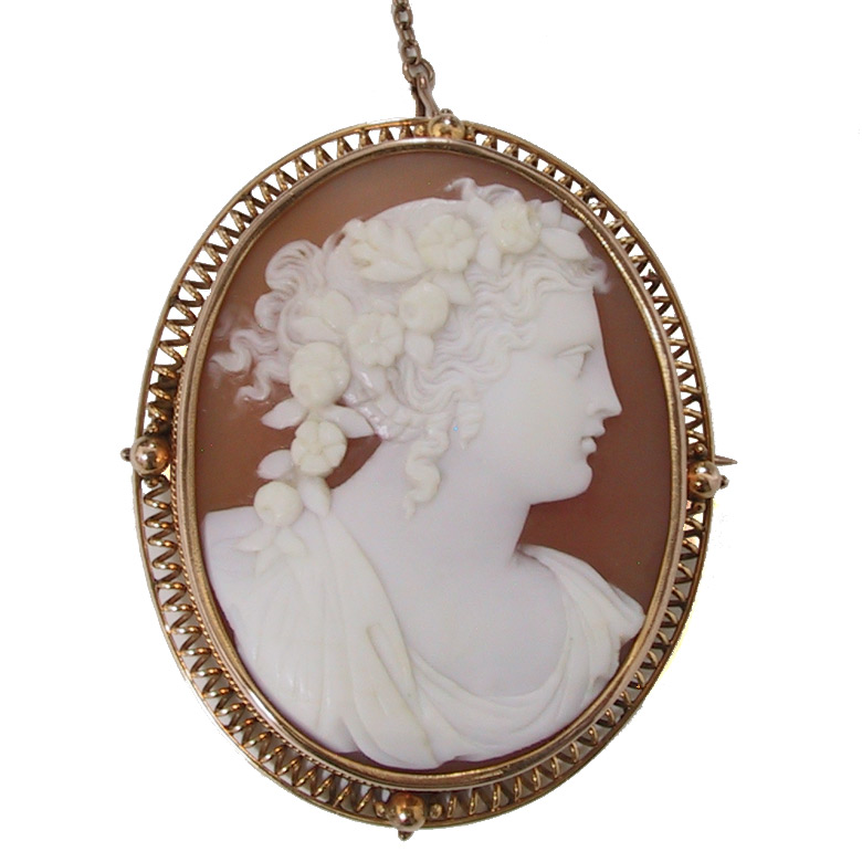 9 Carat Rose Gold Victorian Brown & White Shell Cameo