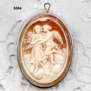 Two Angels Dancing Carnelian Shell Cameo