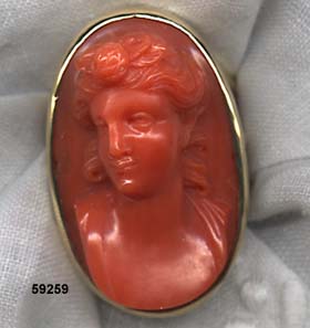 c. 1860 Red-Orange Coral Cameo Ring