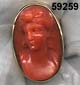 c. 1860 red coral cameo ring