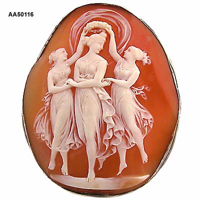 Late Victorian 3 Graces Shell Cameo
