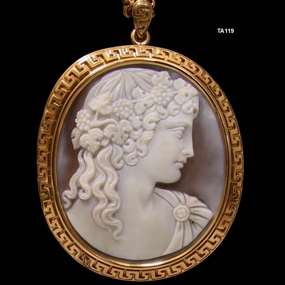 18K++ Bacchantes Shell Cameo Pin/Pendant