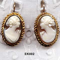 1940 to 1950's Shell Cameo Earrings