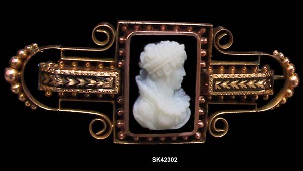 c. 1880 Victorian Hardstone Cameo Pin/Watch Pin