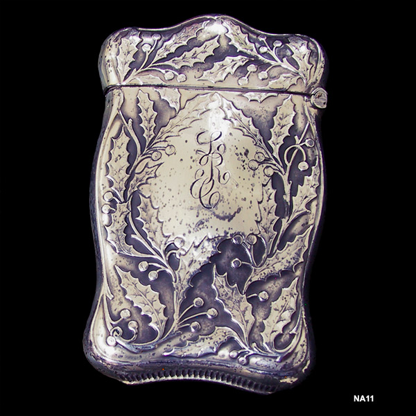 Art Nouveau Sterling Match Safe Holly & Berries