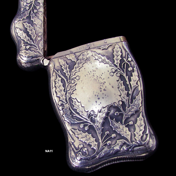 Art Nouveau Sterling Match Safe Holly & Berries