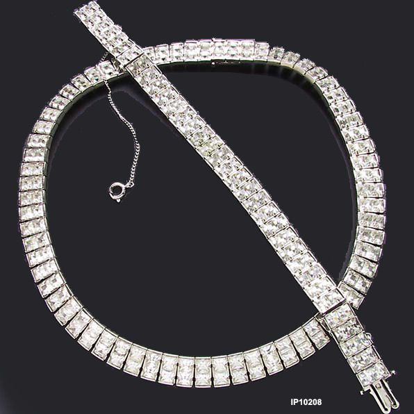 Art Deco Choker Necklace, Bracelet and Earrings c 1930s