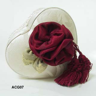 New Heart Shaped Trinket Box with Trim and Tassel
