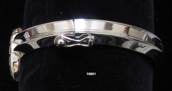 Vintage TRIFARI PAT. PEND. (with crown) Rhodium-Plated Clamper Bracelet c. 1940's