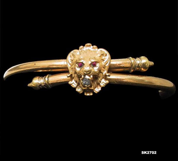 Antique Victorian Lion Head Bangle Bracelet