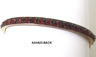 1890 to 1900 Victorian Garnet Bangle with Intaglio Cameo