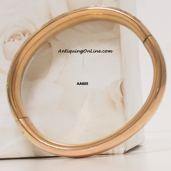 Antique Victorian Rose Gold Filled Engraved Bangle Bracelet