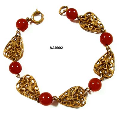 c. 1930's Carnelian Glass Bracelet