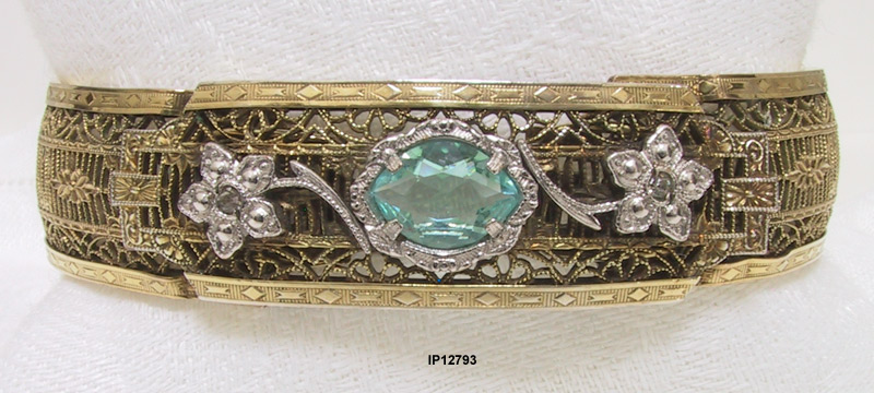 Edwardian Gold-Filled Filigree Hinged Bangle