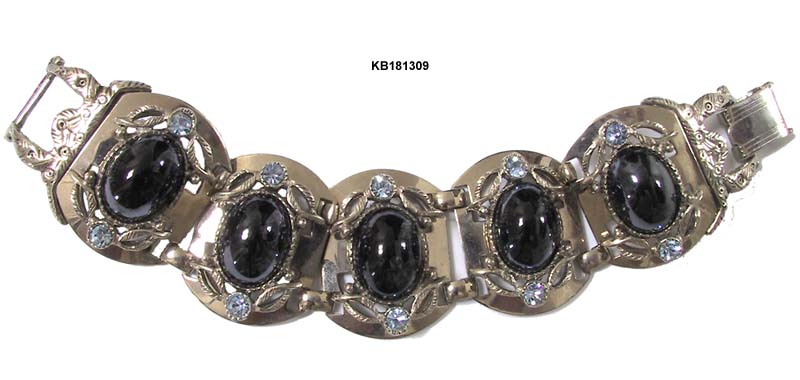 1950's Blue Cabochon Link Bracelet