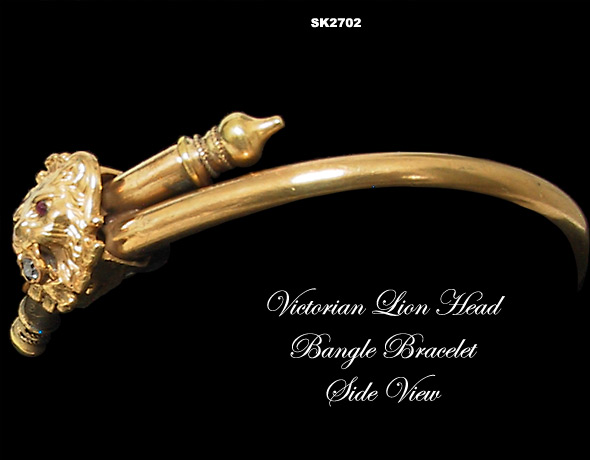 Antique Victorian Lion Head Bangle Bracelet