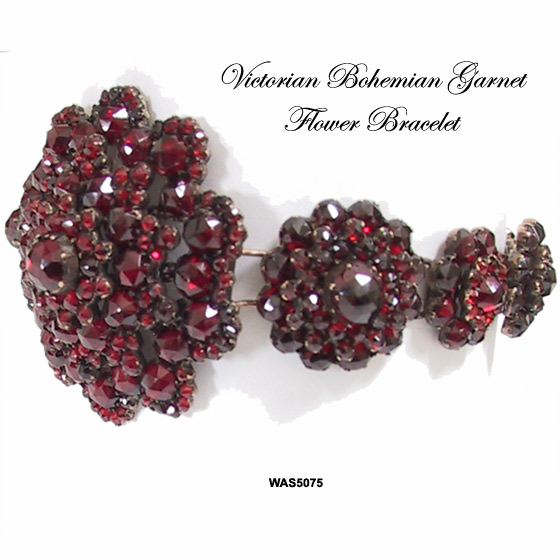 Victorian Bohemian Garnet Flower Bracelet