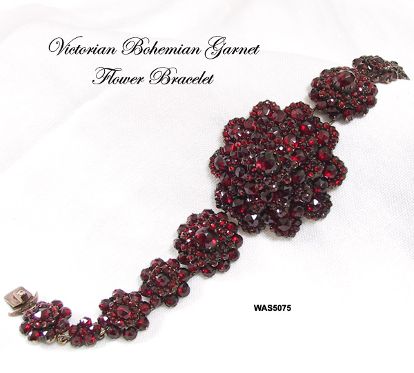 Victorian Bohemian Garnet Flower Bracelet