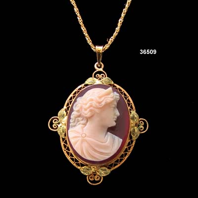 14K Hardstone Cameo Necklace