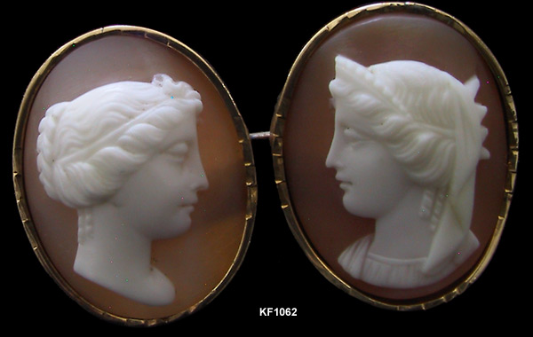 Victorian Rose Gold Double Cameo Pin