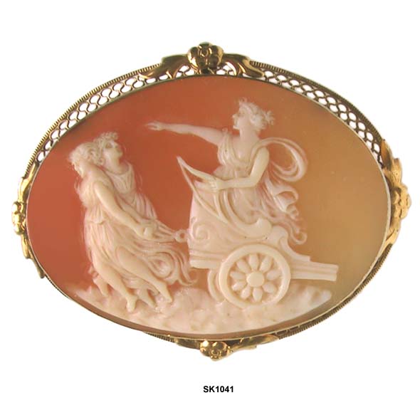 c. 1890 Shell Cameo of Diana Off to the Hunt