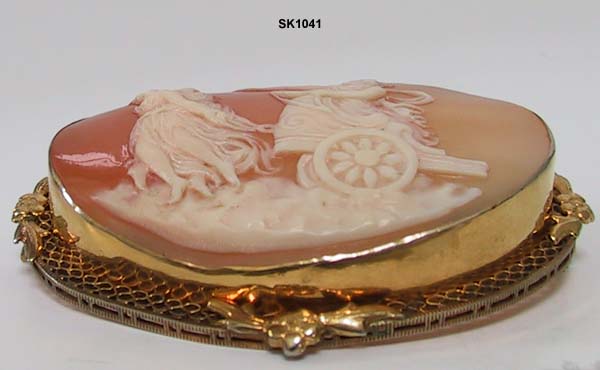 c. 1890 Shell Cameo of Diana Off to the Hunt