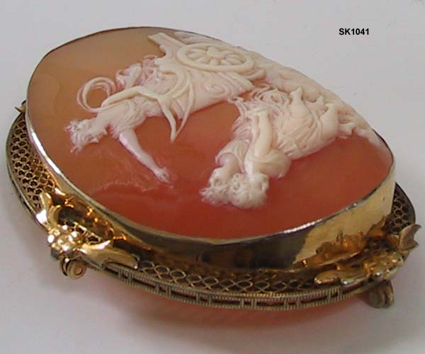 c. 1890 Shell Cameo of Diana Off to the Hunt