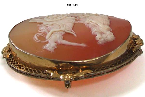 c. 1890 Shell Cameo of Diana Off to the Hunt