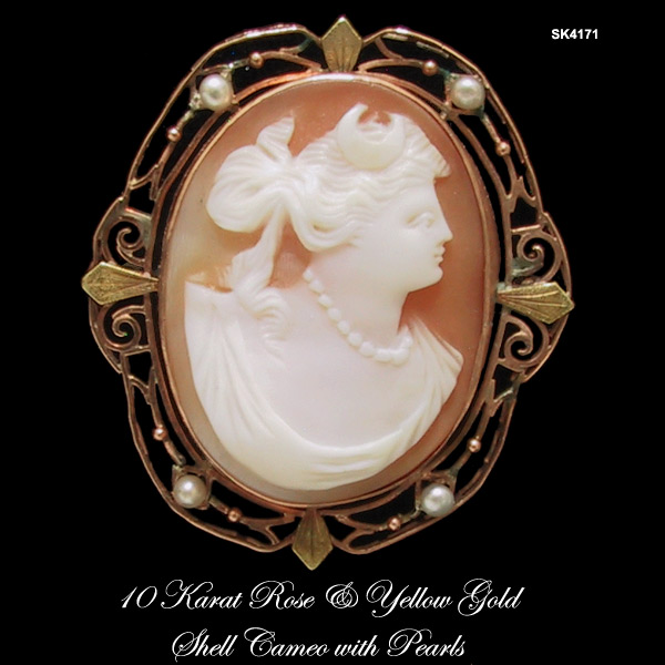 Antique Edwardian Diana Shell Cameo Brooch