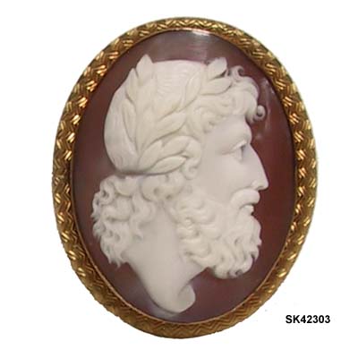 c. 1860 Victorian Shell Cameo of Zeus, King of the Gods