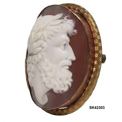 c. 1860 Victorian Shell Cameo of Zeus, King of the Gods
