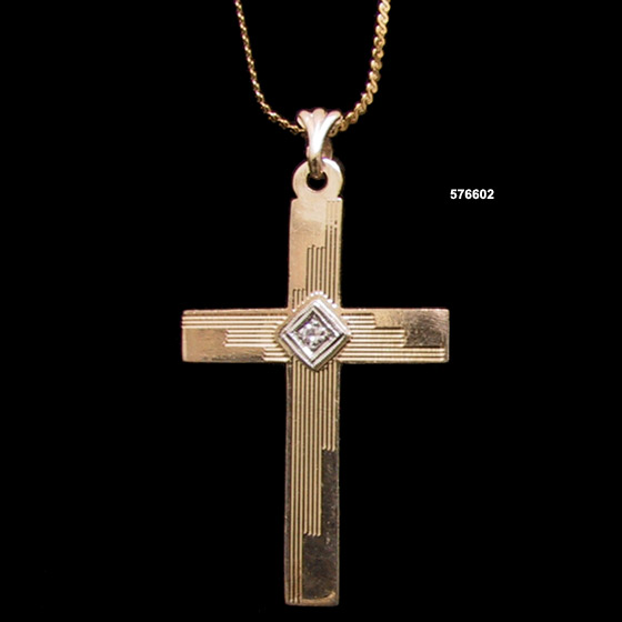 Vintage 14 Karat Gold & Diamond Cross