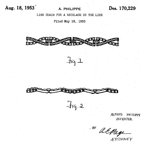 1953 TRIFARI Alfred Philippe Lucerne Necklace Patent