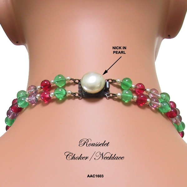 Rousselet Faux Amethyst, Ruby, Emerald and Pearl Choker/Necklace