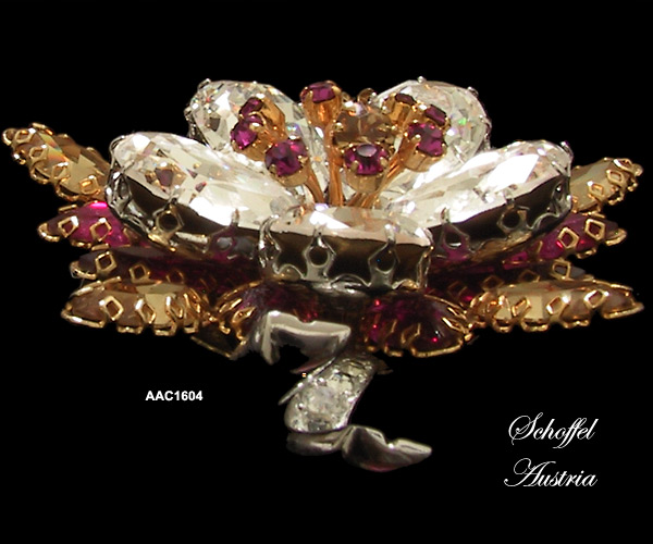 Vintage Schoffel Austria Flower Brooch 1950s
