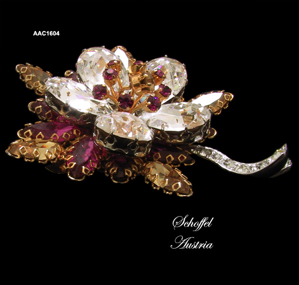 Vintage Schoffel Austria Flower Brooch 1950s