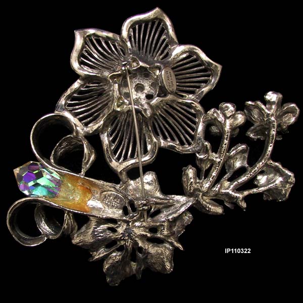 Vintage Thelma Deutsch Silver Plated Flower Brooch 1980 to 1990